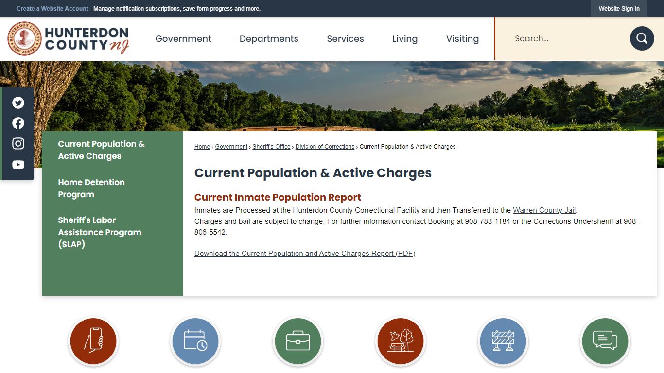 Current Population & Active Charges | Hunterdon County, NJ