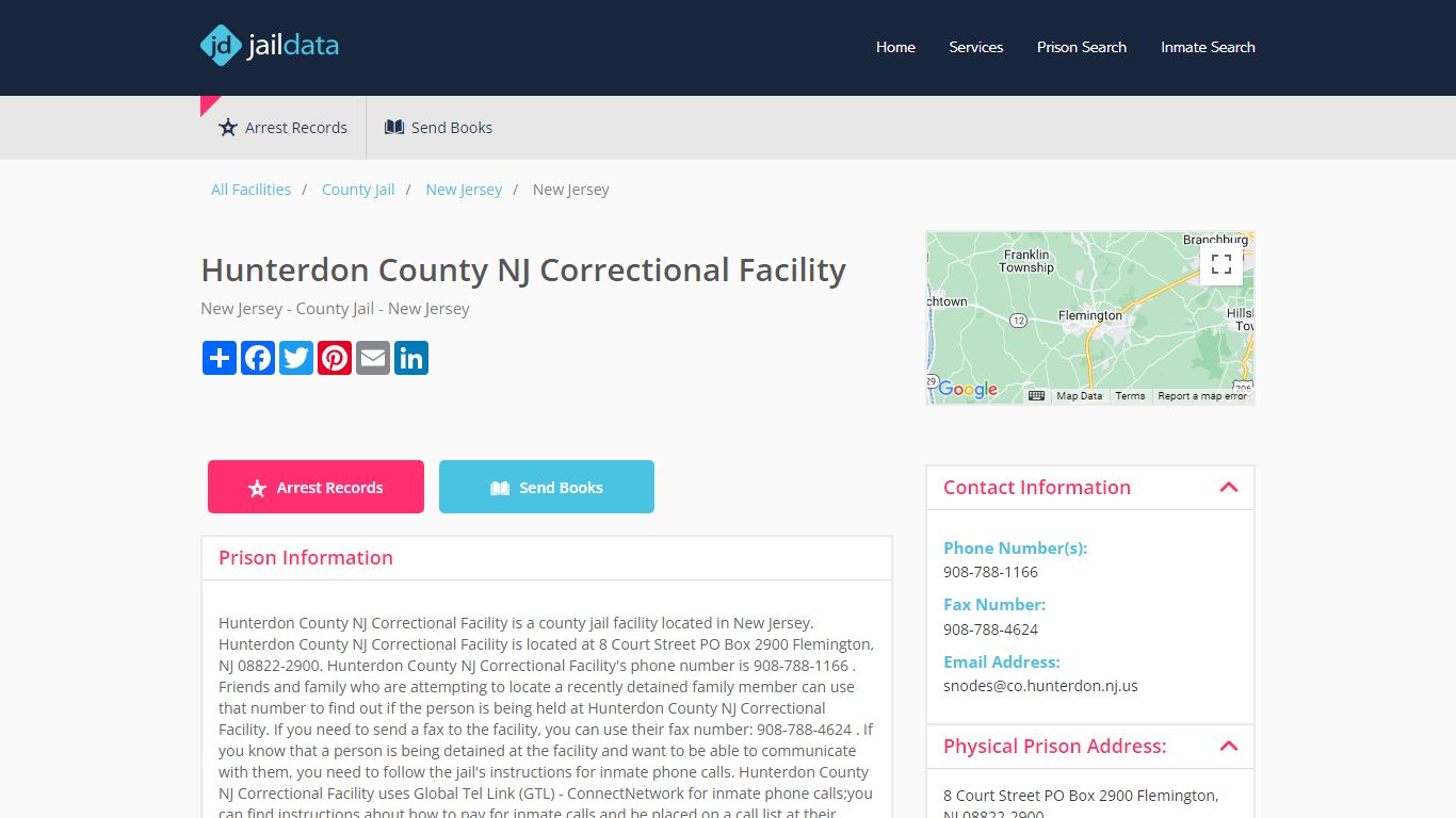 Hunterdon County NJ Correctional Facility Inmate Search and Prisoner ...