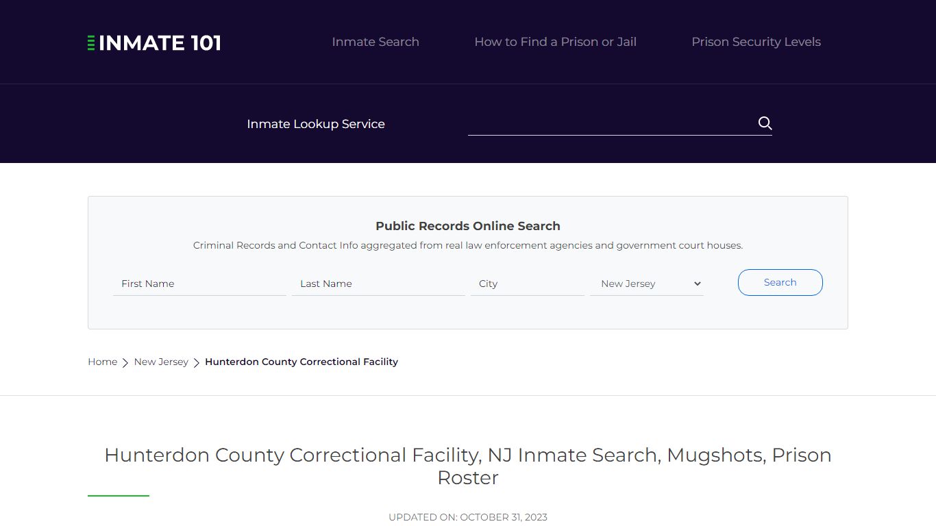 Hunterdon County Correctional Facility, NJ Inmate Search, Mugshots ...